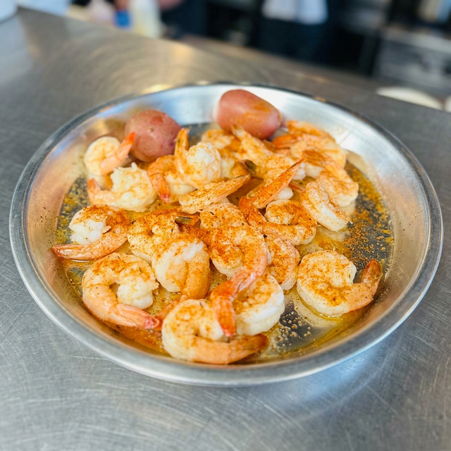 1 lb Cajun Boiled Shrimp.