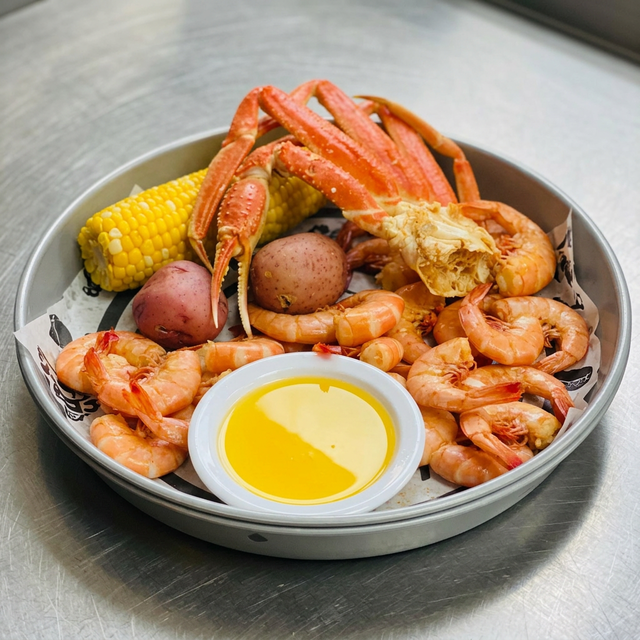 1/2 Boiled Shrimp & 1/2 Snow Crab.
